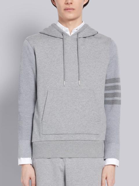 Light Grey Classic Loopback Ribbed Sleeves 4-Bar Pullover Hoodie