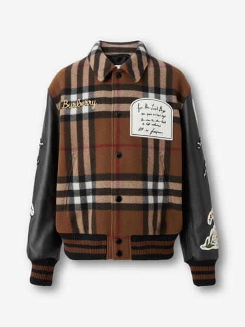 Burberry Badge Appliqué Check Technical Wool Bomber Jacket