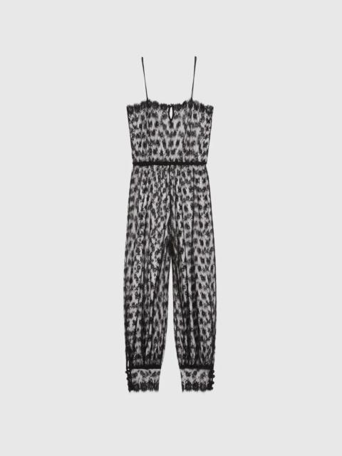 GUCCI Black floral lace jumpsuit