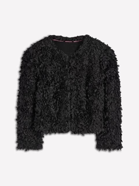 BODEN Petal Textured Cropped Jacket-Black, Petal Tulle