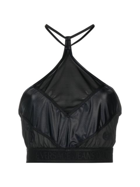 VERSACE JEANS COUTURE tulle-panelled crop top