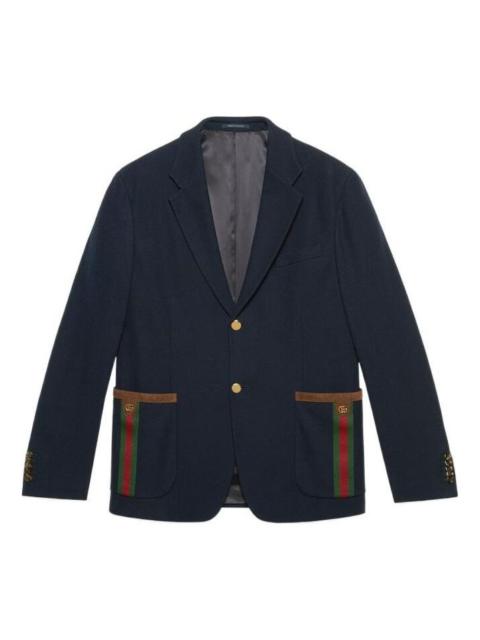 GUCCI Gucci Cotton Jersey Jacket With Web 'Blue' 673264-Z8AR0-4433