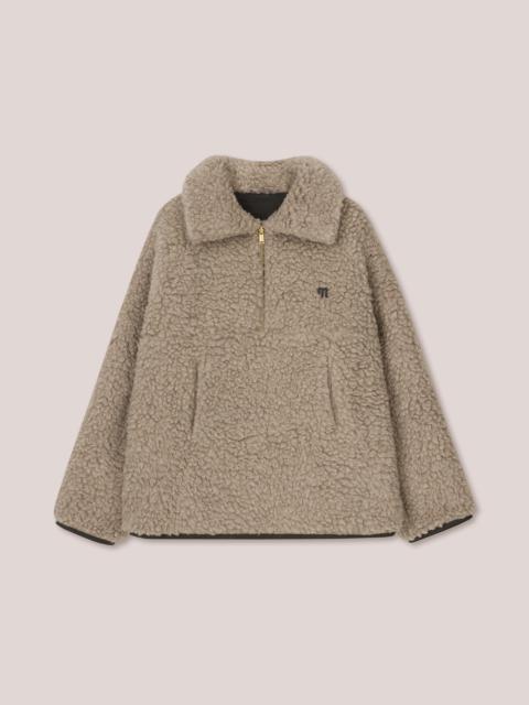 LOUKA - Shearling/Technical coating smock - Khaki/Dark moss