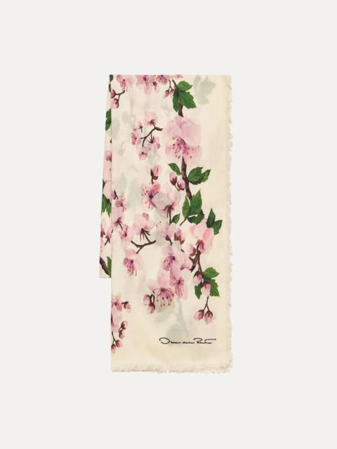 Oscar de la Renta CHERRY BLOSSOM WOOL-BLEND SCARF