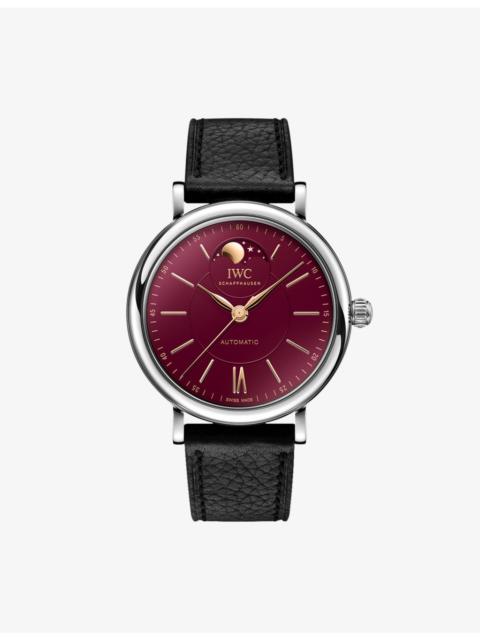 IWC Schaffhausen Portofino Moon Phase Year of the Snake Stainless-Steel And Leather Automatic Watch 37mm