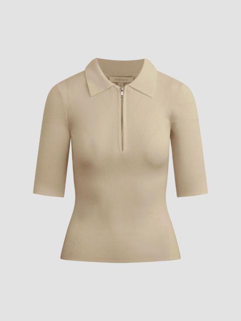 Favorite Daughter Women's Downtown Rib-Knit Wool Polo Shirt - Ivory