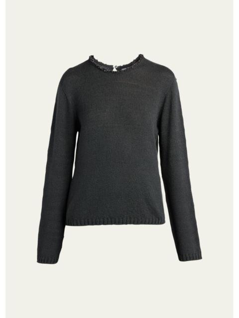 GIORGIO ARMANI Sequin-Trim Silk Knit Sweater