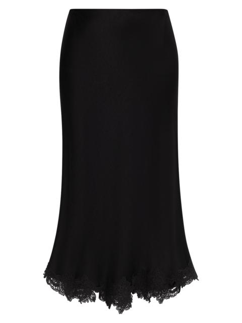 KOBI HALPERIN Women's Brooks Lace-Trim Satin Midi-Skirt - Black