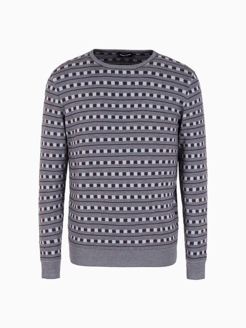 GIORGIO ARMANI ASV virgin wool and viscose jacquard crew-neck jumper