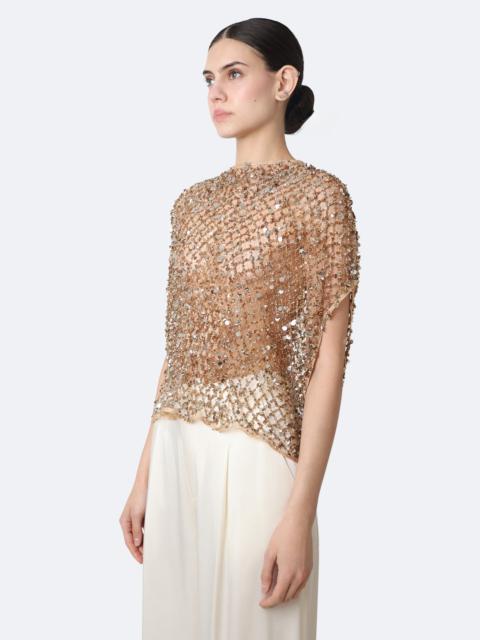 LAPOINTE Net Mesh Sequin Cape Tee