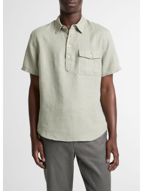 Vince Linen Short-Sleeve Half-Placket Shirt