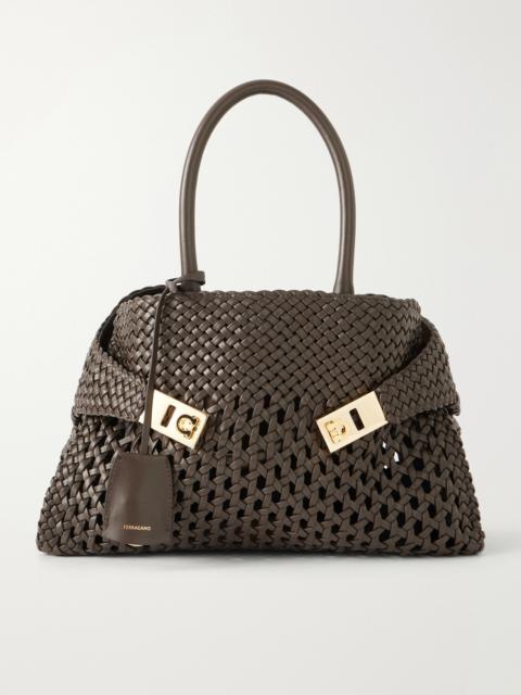 FERRAGAMO Hug Small Woven Leather Tote