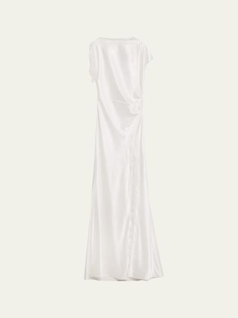 ANNA QUAN Martha Draped Lace Satin Dress