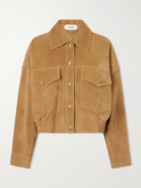 VERSACE Suede blouson jacket Light brown