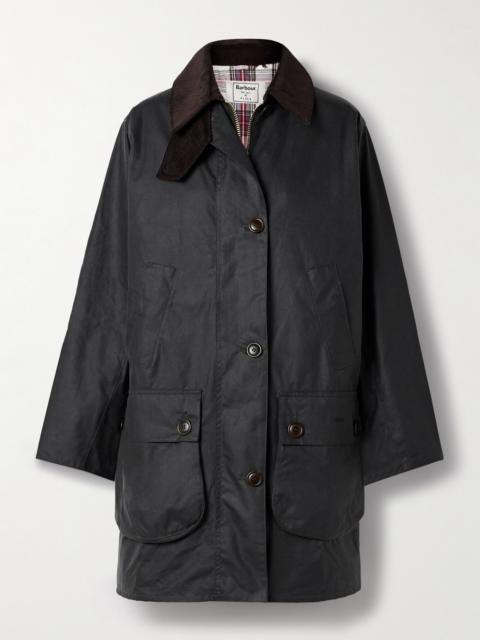 Barbour + Barbour The Edit By Alexa Loren Corduroy-trimmed Waxed-cotton Jacket