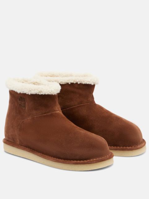 Miu Miu Shearling-lined suede ankle boots