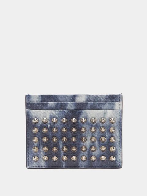 Christian Louboutin Spiked denim-effect leather cardholder