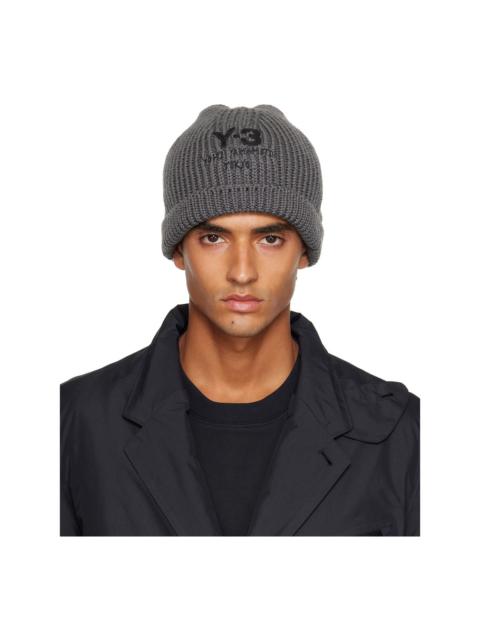 Y-3 Gray Chunky Knit Beanie