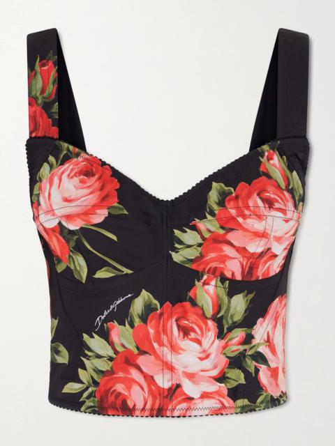 Dolce & Gabbana Floral-print Cotton-blend Poplin Bustier Top