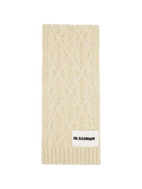 Jil Sander Beige Chunky Donegal Wool Cable Scarf