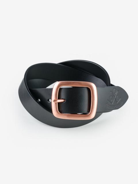 Iron Heart OGL-BELT-FULL-COP-BLK OGL Single Prong Copper Garrison Buckle Leather Belt - Full Dyed Black