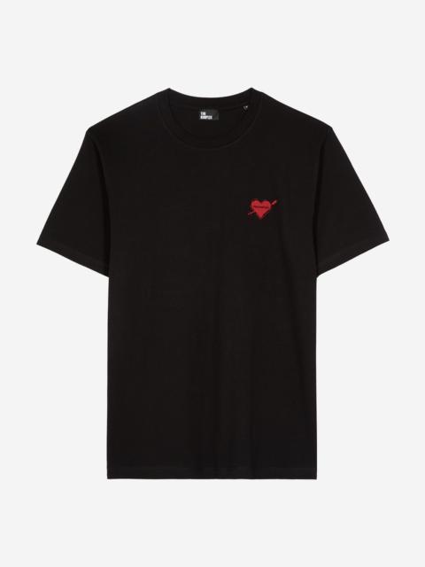 The Kooples T-SHIRT WITH BLACK HEART FLOCKING