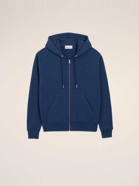 AMI Paris BLUE COTTON AMI DE COEUR ZIPPED HOODIE