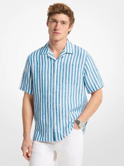 MICHAEL KORS Striped Linen Camp Shirt