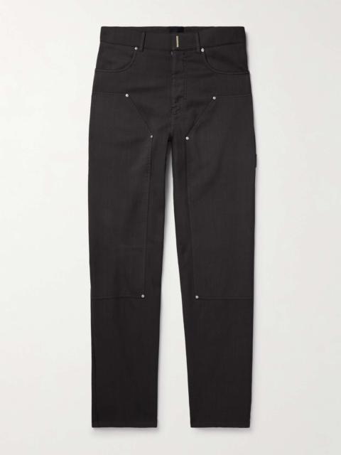 Givenchy Straight-Leg Logo-Embellished Wool-Blend Twill Trousers