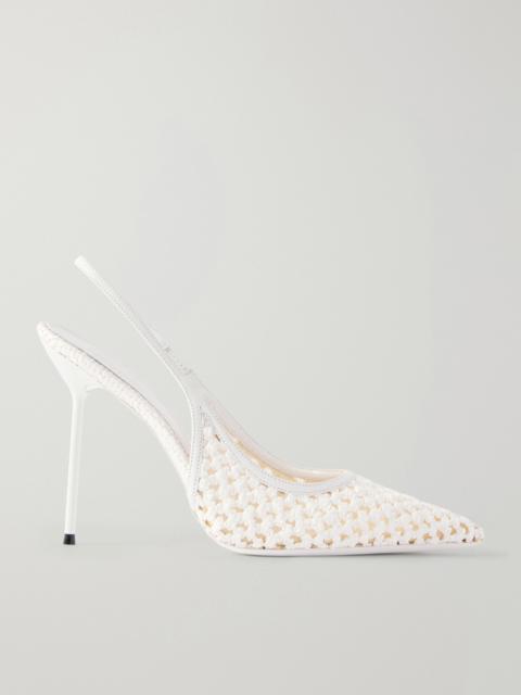 PARIS TEXAS Lidia Leather-trimmed Straw Slingback Pumps