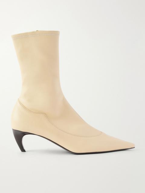 KHAITE Valerie 55 leather ankle boots Cream