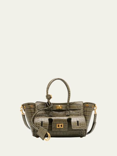 Bel Air Mini Croc-Embossed Leather Crossbody Bag