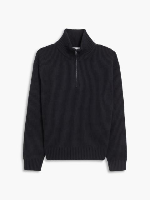 FRAME The Essential ribbed wool half-zip sweater