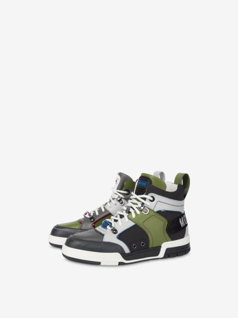 Moschino STREETBALL ASYMMETRICAL HIGH-TOP SNEAKERS