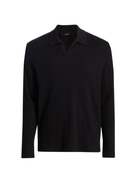 Vince Men's Macro Rib-Knit Johnny Collar Shirt - Black