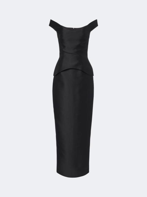 SOLACE LONDON Pieta off-shoulder peplum satin gown