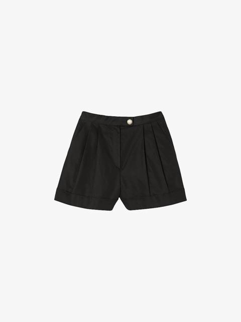 Sandro Pleated cotton-blend shorts