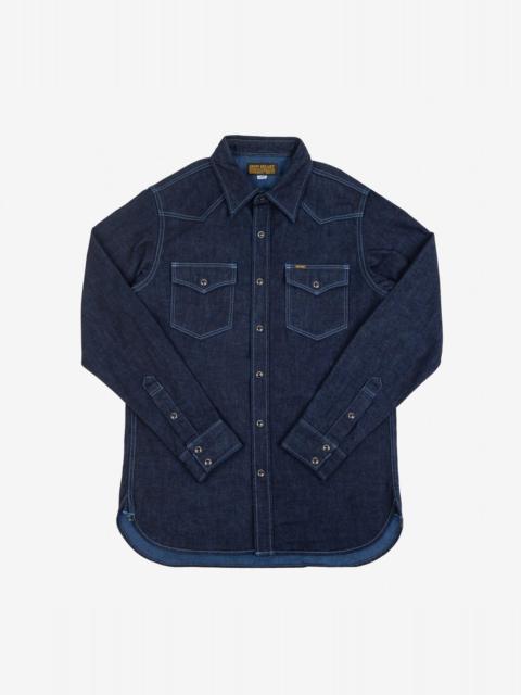Iron Heart IHSH-352-BLU 10oz Selvedge Denim Western Shirt - Indigo Overdyed Blue