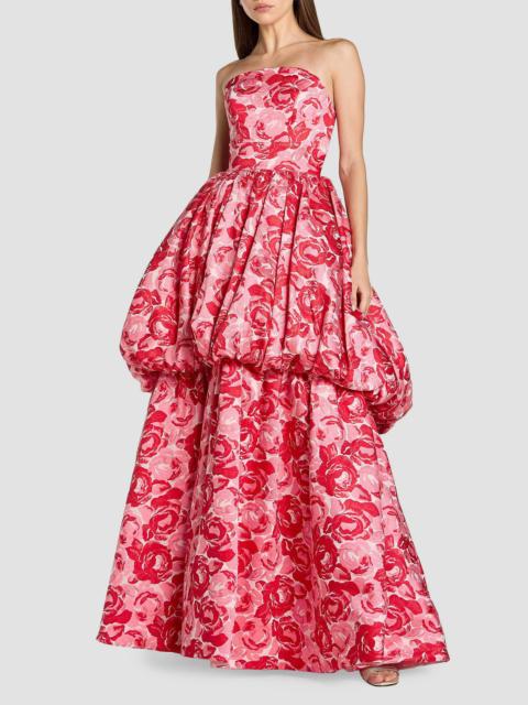 MAC DUGGAL Women's Floral Brocade Bubble Hem Strapless Gown - Pink Multi