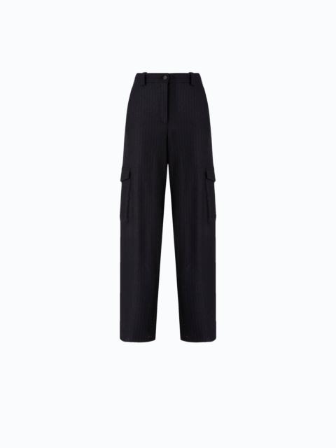 PINKO PINSTRIPED TROUSERS WITH CARGO POCKETS