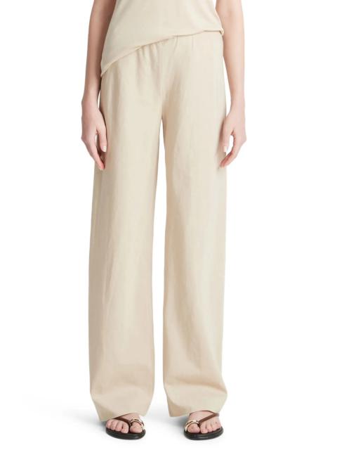 Cotton Blend Wide Leg Pants