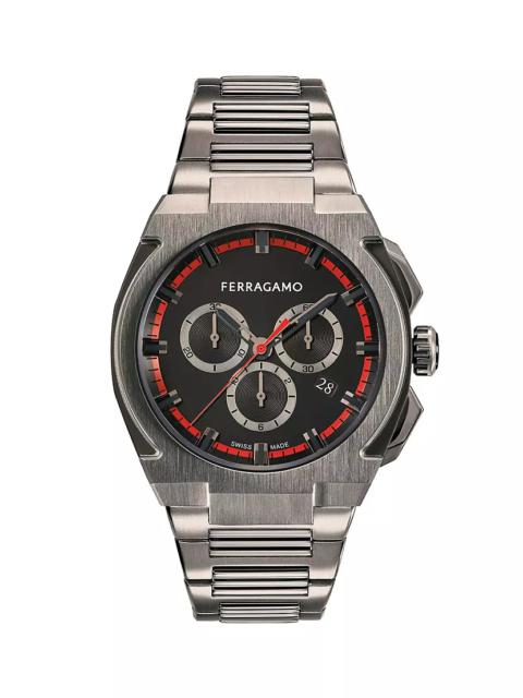 FERRAGAMO FERRAGAMO Edge Chrono IP Gunmetal & IP Black Bracelet Watch/43MM