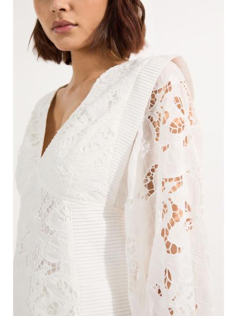 KAREN MILLEN Cutwork Broderie Drama Sleeve Woven Blouse