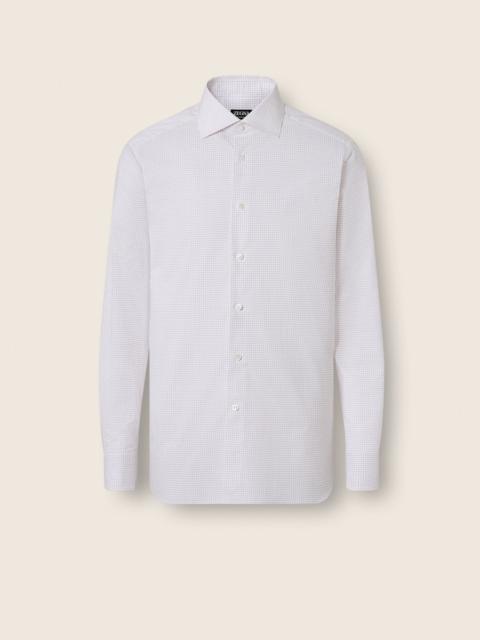 ZEGNA DARK PINK AND WHITE CHECKED CENTOVENTIMILA COTTON SHIRT