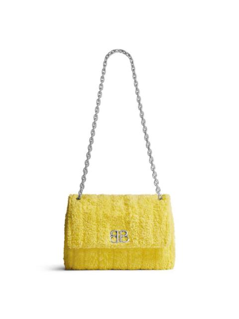 BALENCIAGA Women's Monaco Mini Bag Quilted Towel Fabric  in Yellow