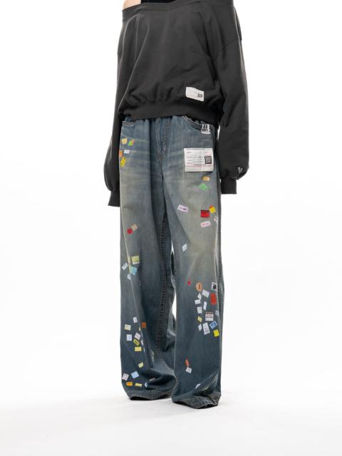 Maison MIHARAYASUHIRO Price Tag Sticker Printed Wide Denim Pants