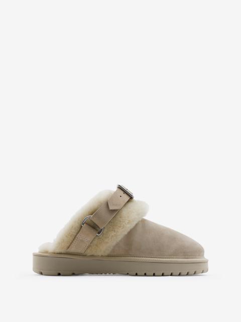 Suede and Shearling Chubby Mules