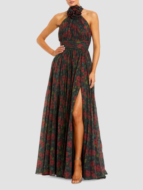 MAC DUGGAL Women's Floral Chiffon High Neck Gown - Black Multi