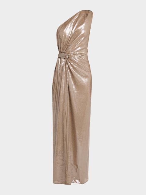 MILLY Porsha One-Shoulder Sequin Column Gown