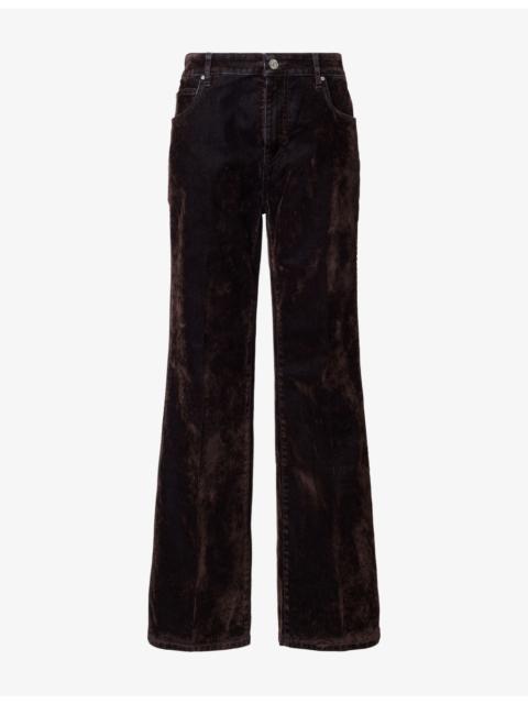 AMIRI Flared-Leg 5-Pocket Flocked Denim Jeans